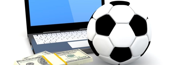 clip art laptop, soccer ball and stack of money