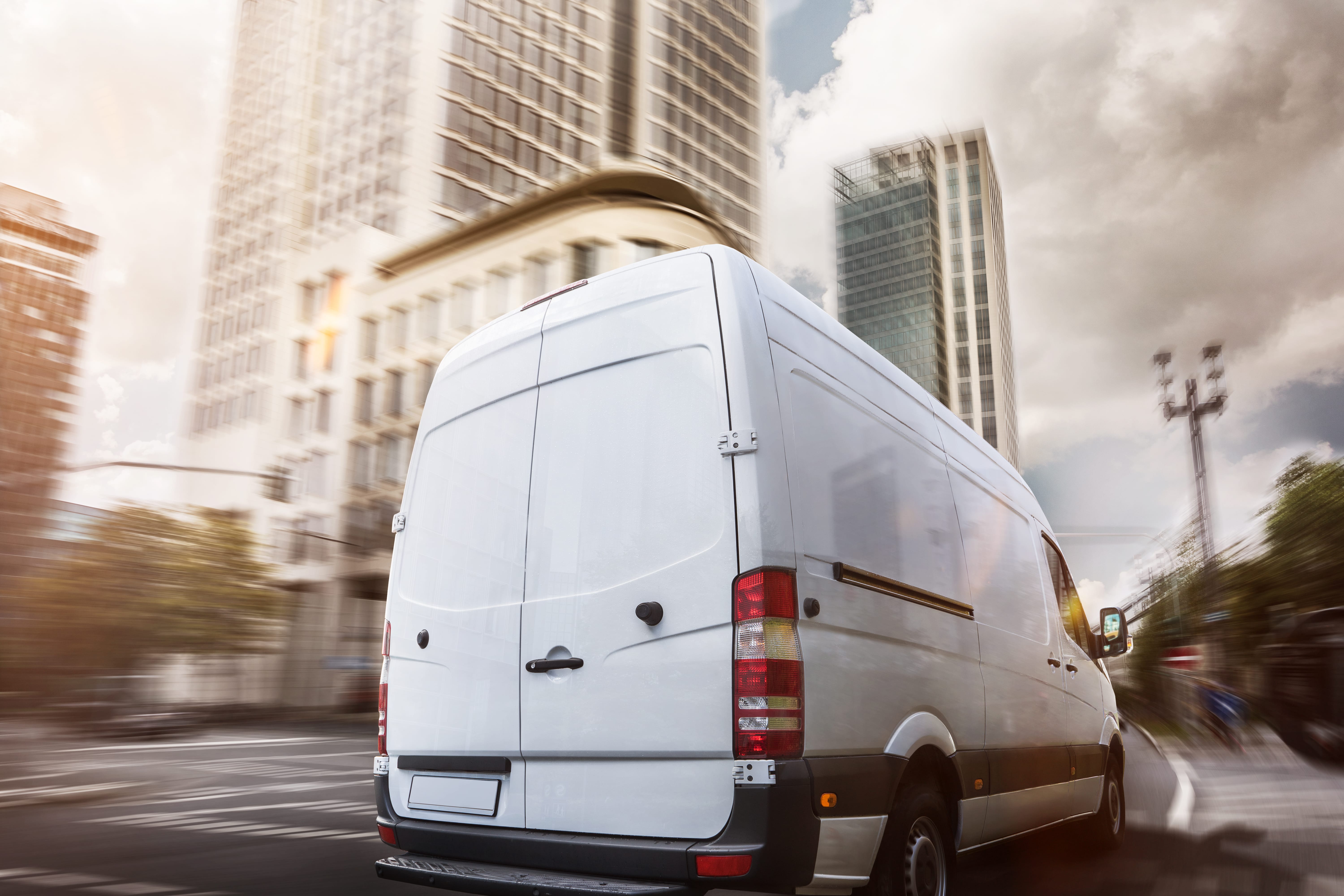 White van symbolizing grand theft in california